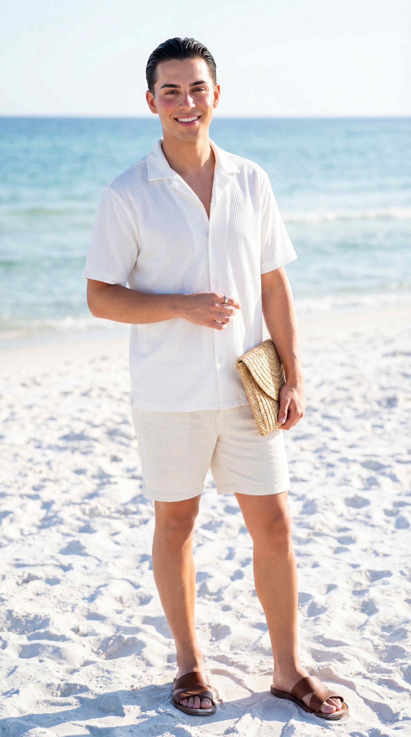 11 Beach Outfit Men To Elevate Your Style Minimalist White Ensemble