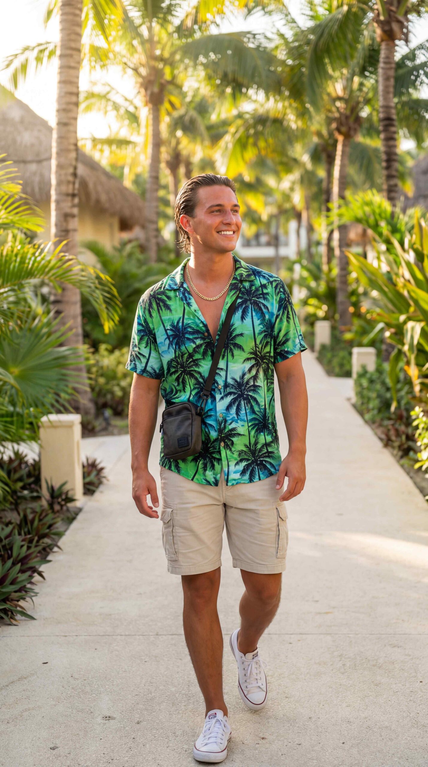 11 Beach Outfit Men To Elevate Your Style Tropical Print Short Outfit