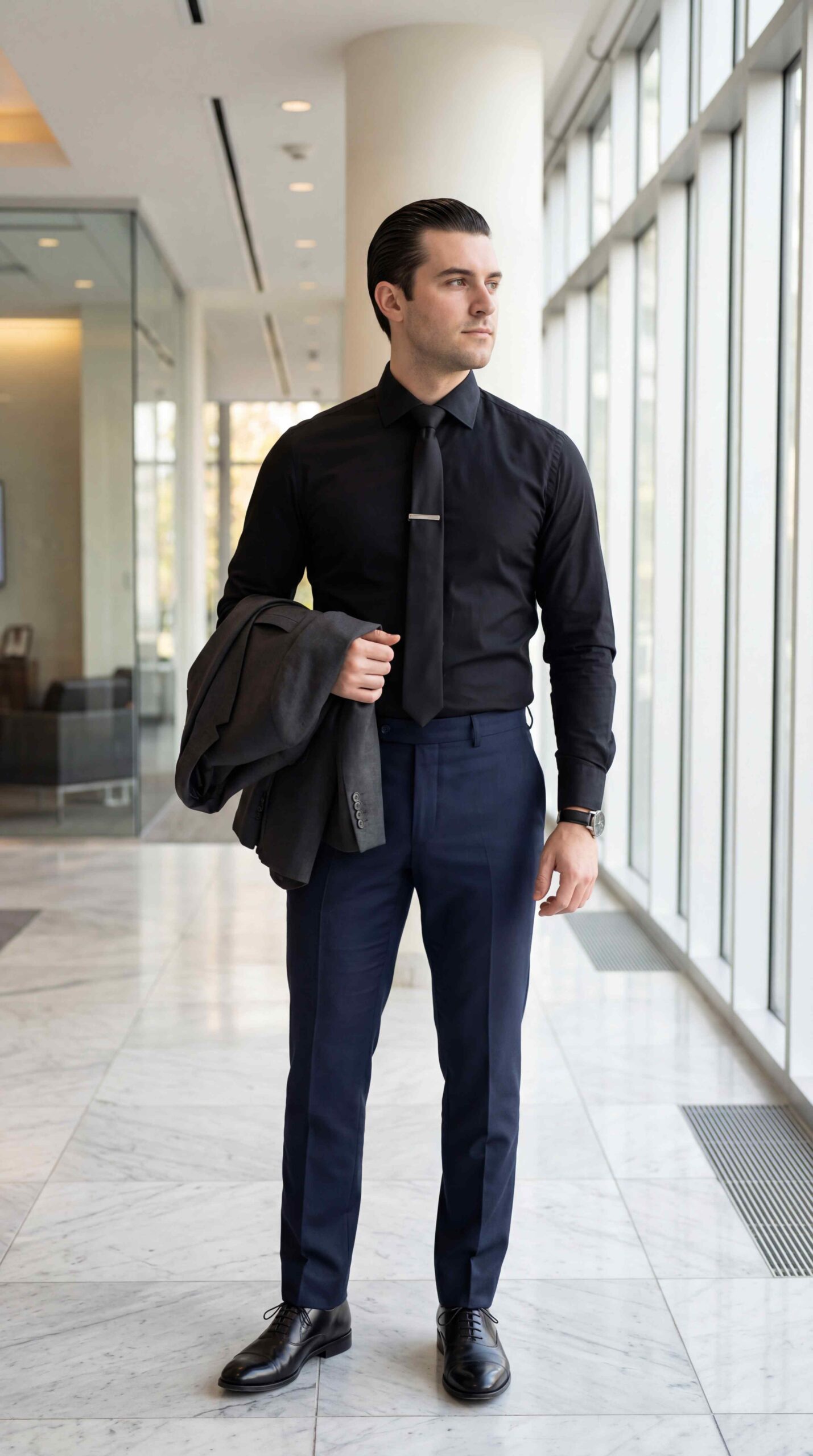 11 Black Shirt Outfit Men That Never Go Out Of Style Classic Black Shirt Business Look
