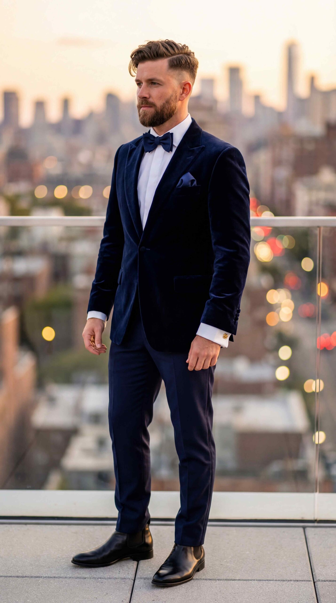 Navy Velvet Formal Men Outfit