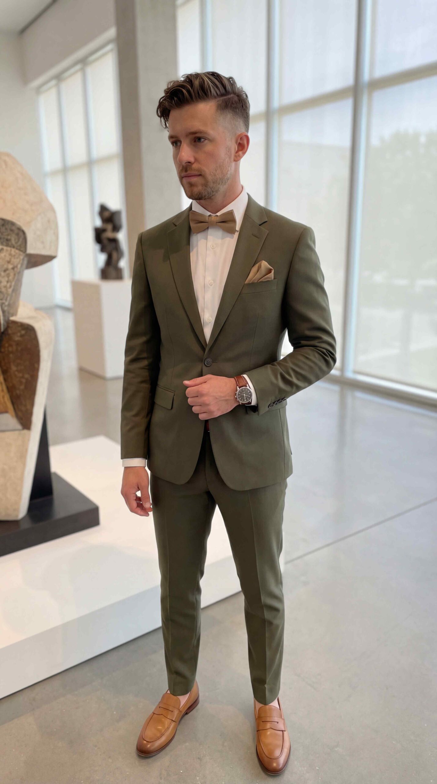 Olive Green Formal Men Outfit