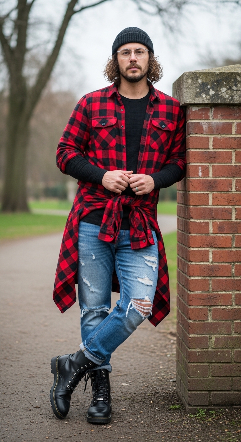 11 90s Outfit Men Will Make You Beautiful Grunge Flannel Layered Look