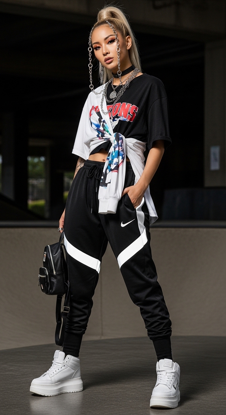 11 Basketball Game Outfit Women Will Make You Beautiful Streetwear-Inspired Look