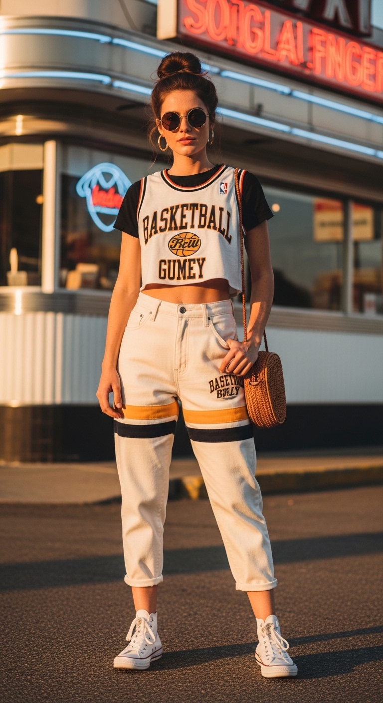 11 Basketball Game Outfit Women Will Make You Beautiful Vintage-Inspired High-Waist Style