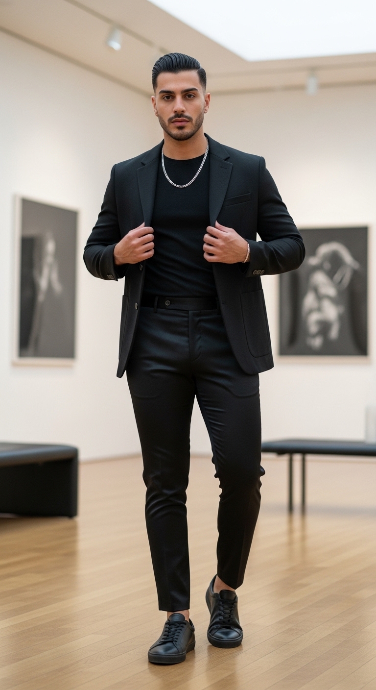 11 Black Pants Outfit For Men Only To Elevate Your Style Modern Monochrome Black Pants Look