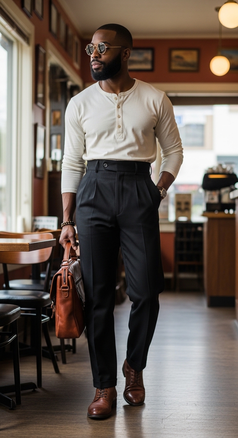 11 Black Pants Outfit For Men Only To Elevate Your Style Vintage-Inspired Black Pants Fit