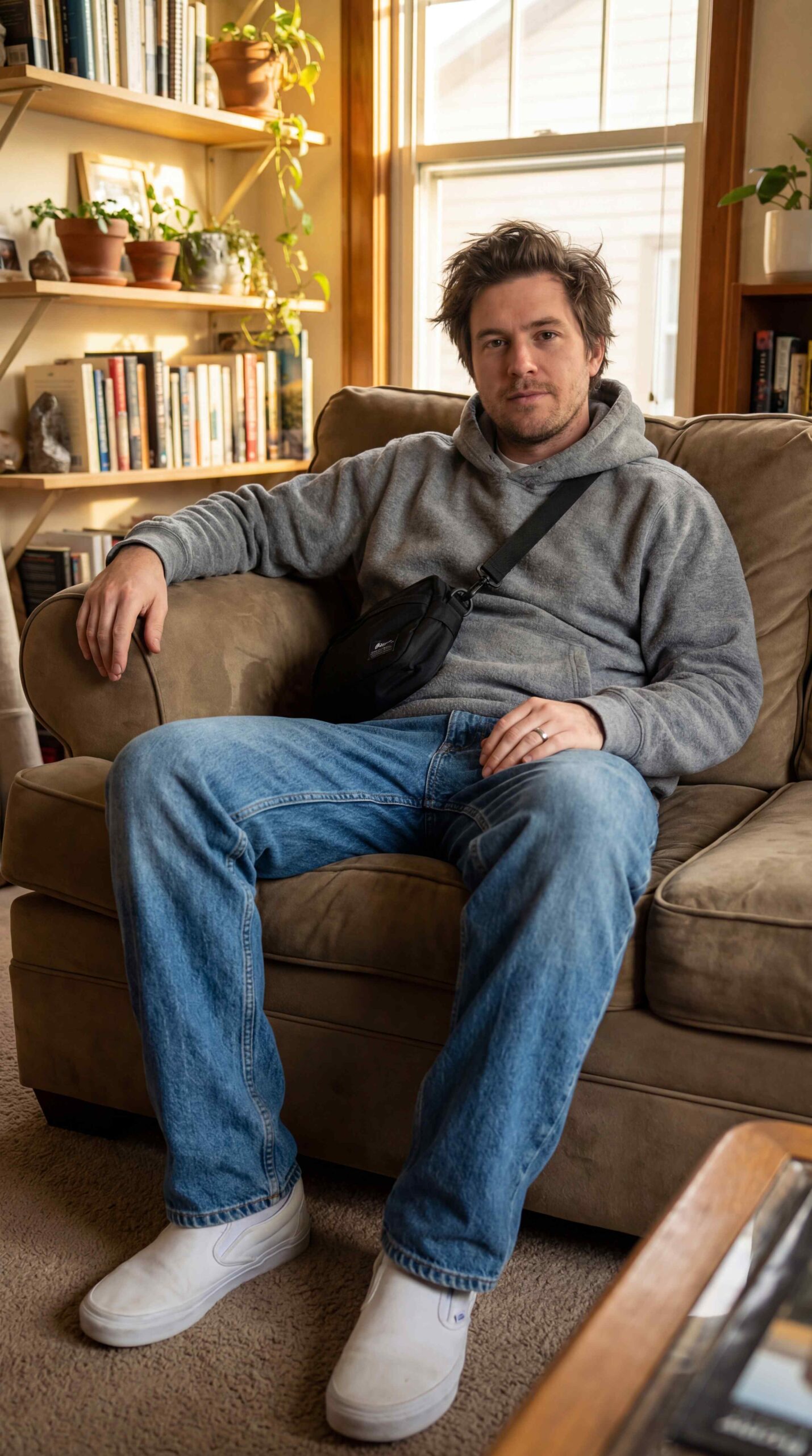 Cozy Home Blue Jeans Outfit