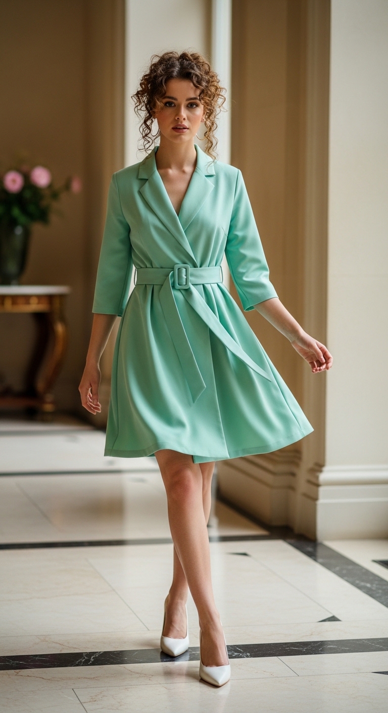 11 Easter Outfit Women That Look Stunning Mint Green Blazer Dress