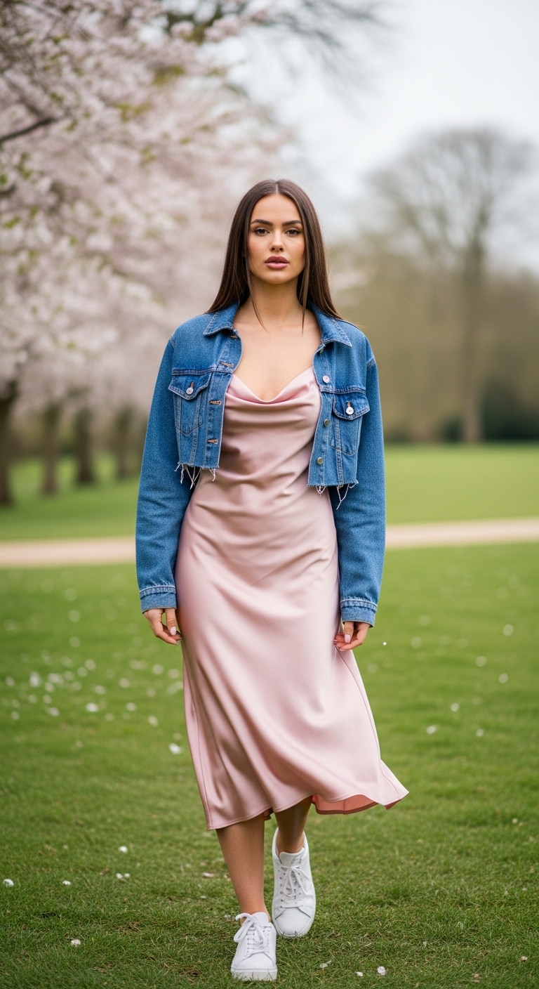 11 Easter Outfit Women That Look Stunning Pink Satin Slip Dress