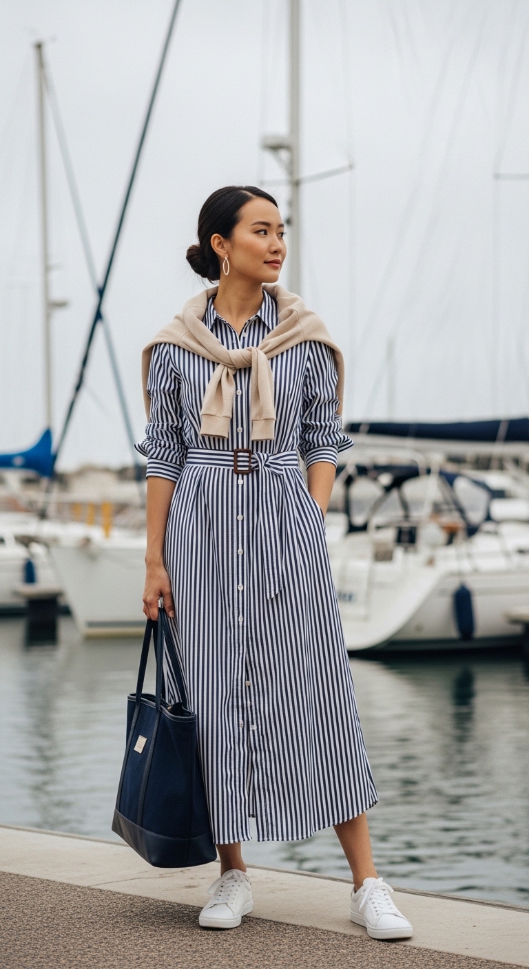 11 Easter Outfit Women That Look Stunning Striped Shirt Dress