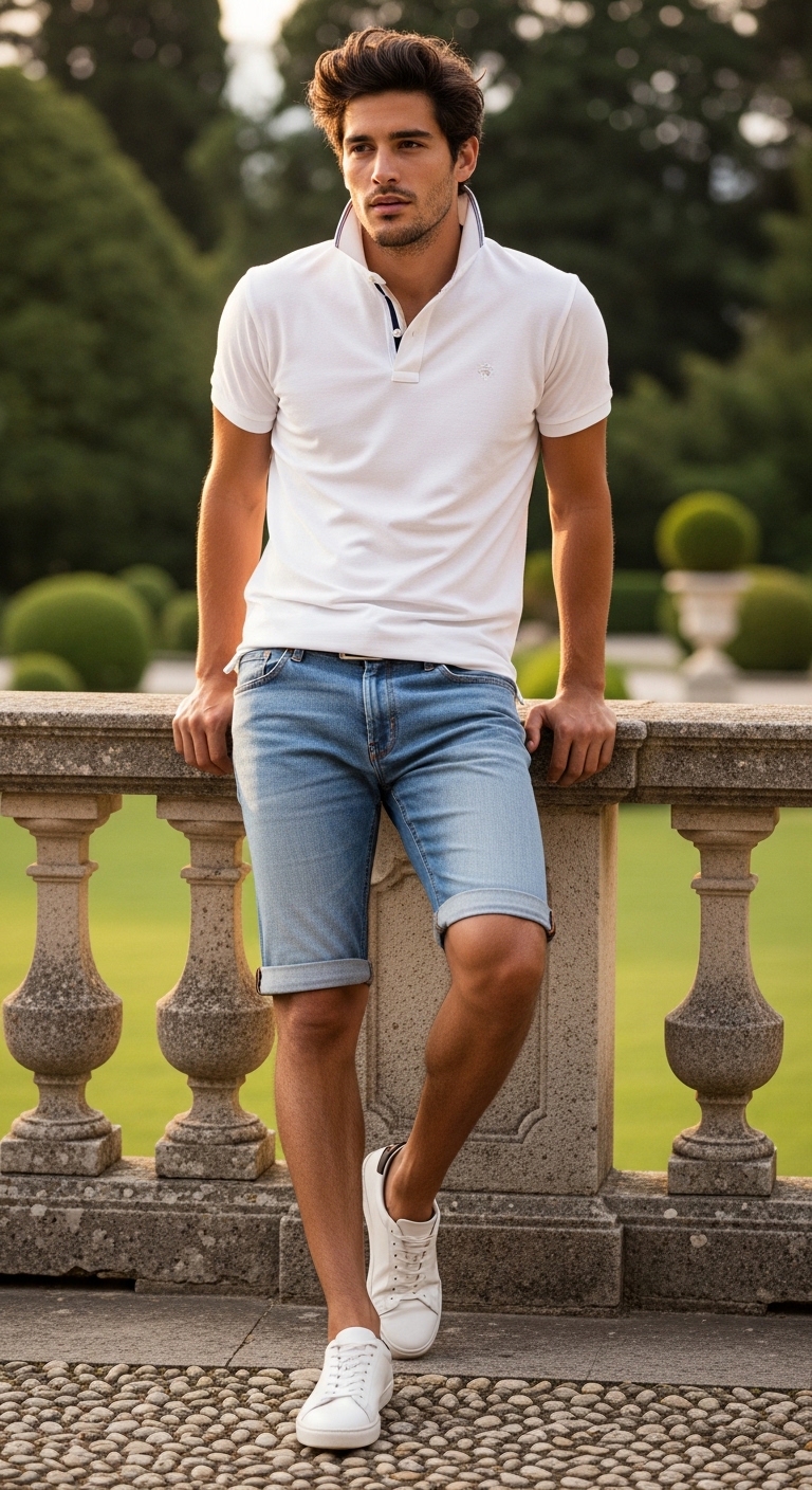 11 Golf Outfit For Men Only That Look Stunning Golf Polo with Denim Shorts