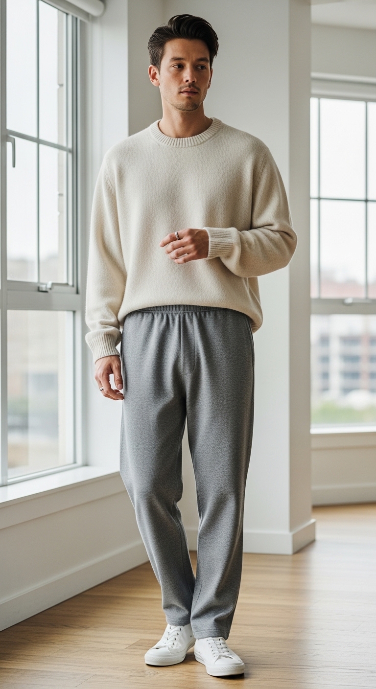 5 Grey Sweatpants Outfit For Men Only That Look Stunning Minimalist Grey Sweatpants Ensemble