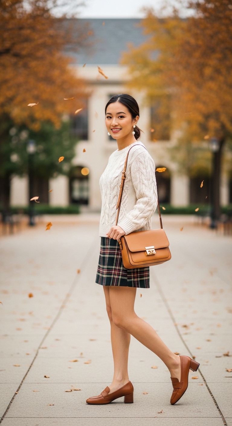 Preppy Plaid Skirt Style