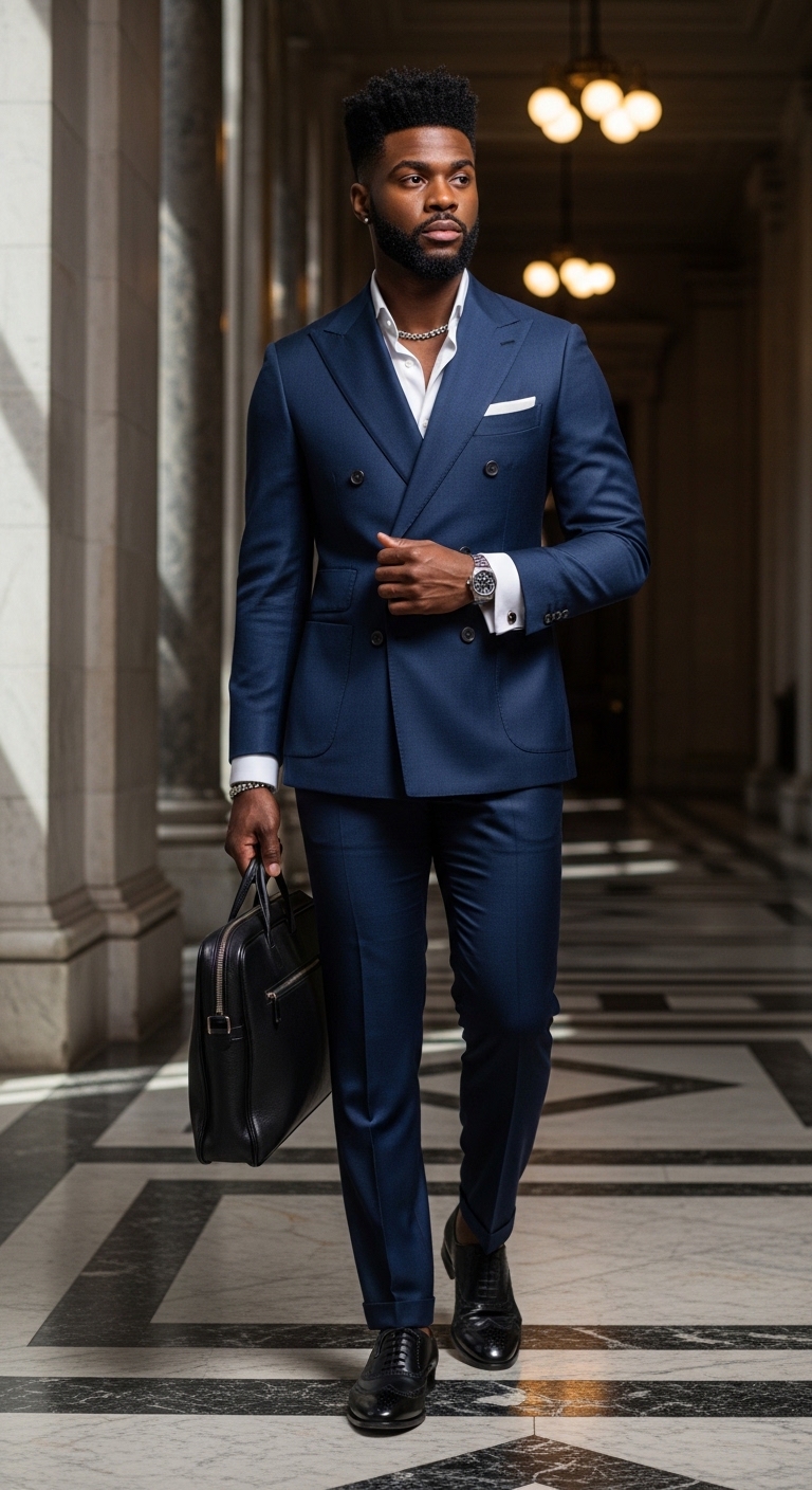 11 Office Outfit For Men Only That Look Stunning Navy Double-Breasted