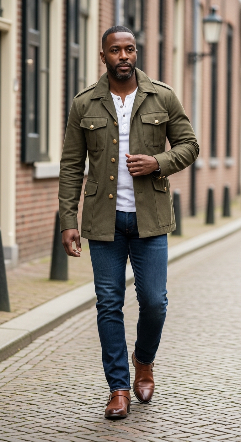 11 Office Outfit For Men Only That Look Stunning Olive Military Jacket