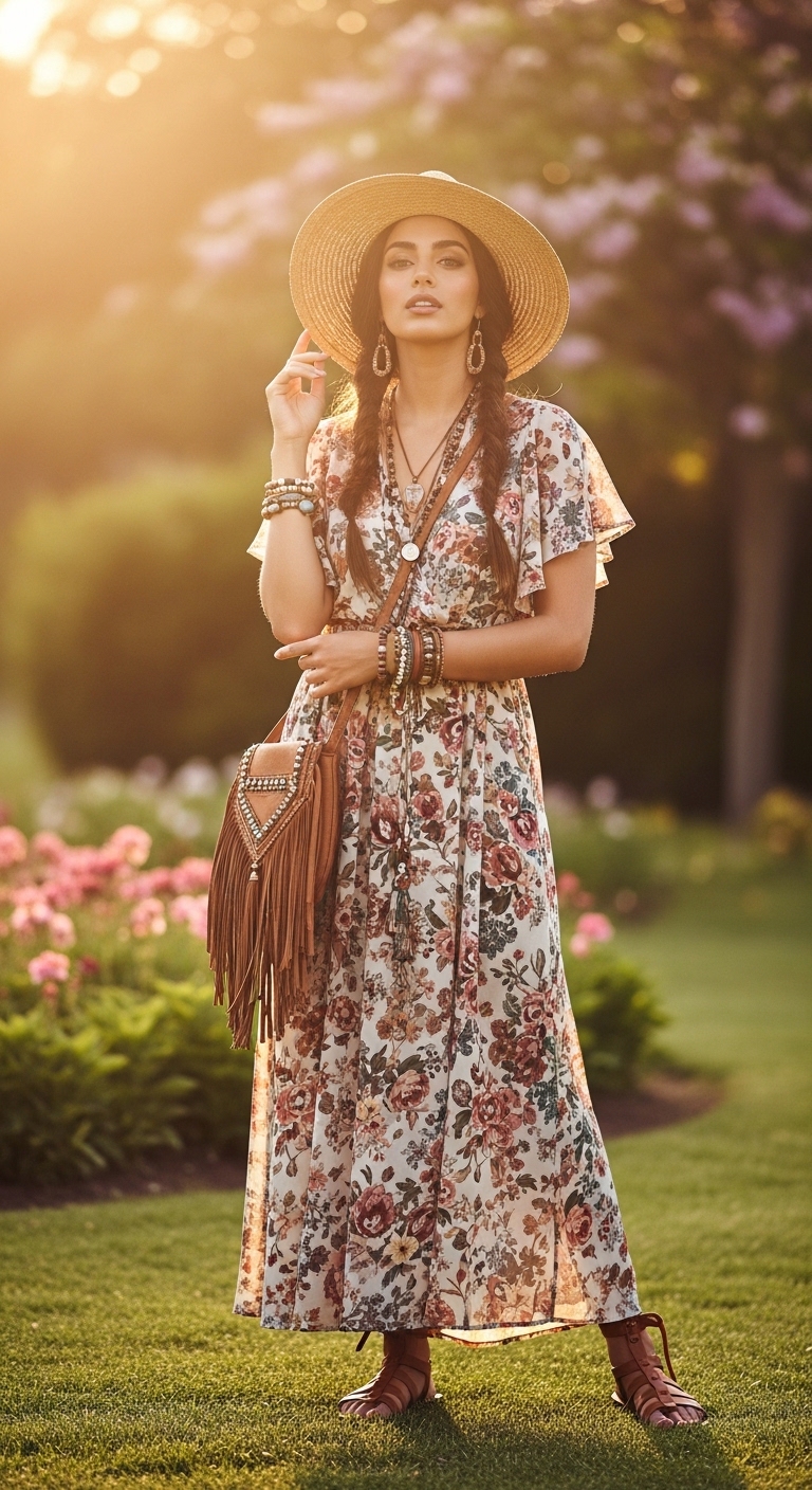 11 Outfit Ideas For Women That Look Stunning Boho Maxi Dress Look