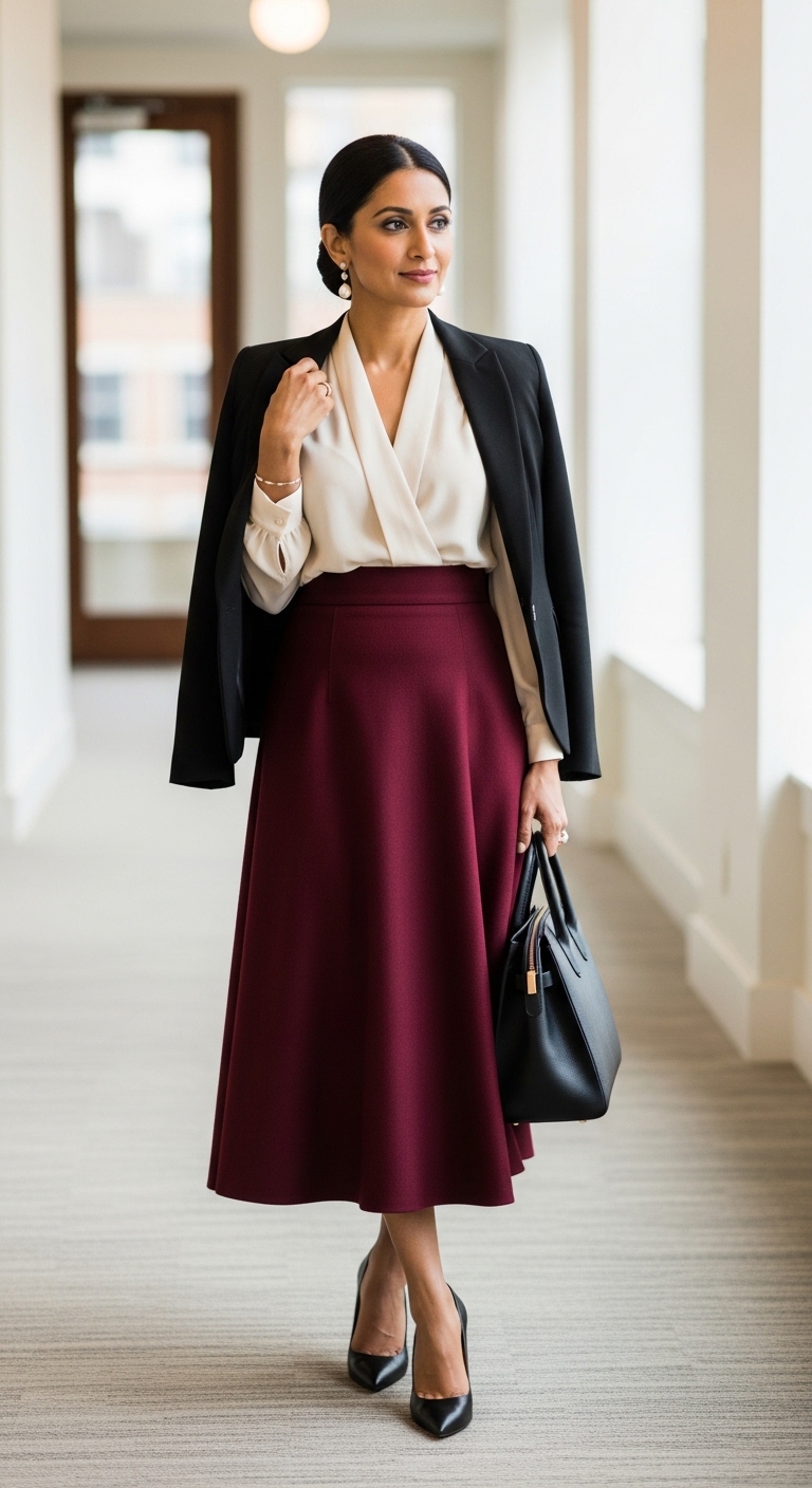 11 Outfit Ideas For Women That Look Stunning Office Chic Midi Skirt