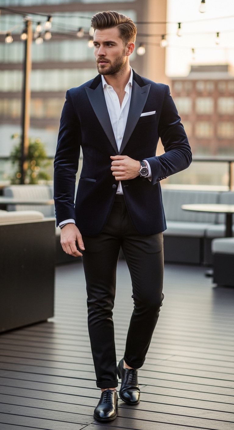 11 Party Outfit For Men Only You Need To Try Classic Velvet Blazer Look