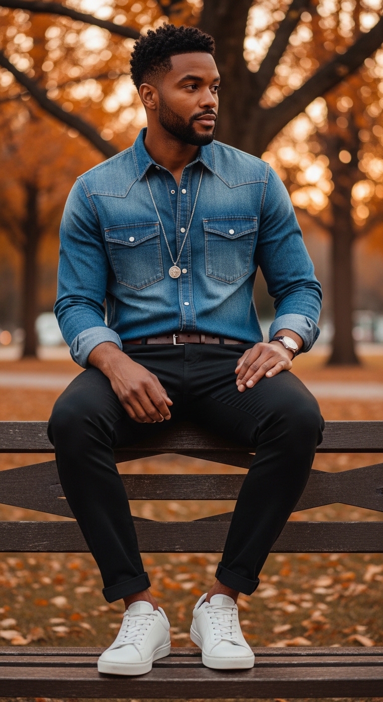 11 Shirt Outfit Men That Are Trending Now Denim Shirt Outfit Men Casual