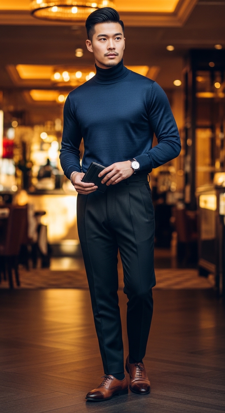 11 Turtle Neck Outfit For Men Only That Look Stunning Sophisticated Date Night