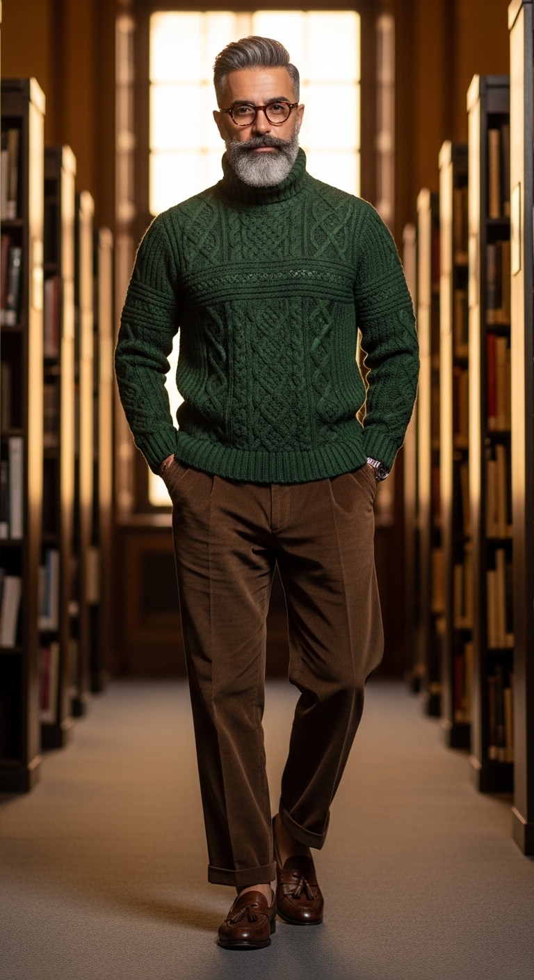 11 Turtle Neck Outfit For Men Only That Look Stunning Vintage-Inspired Academic