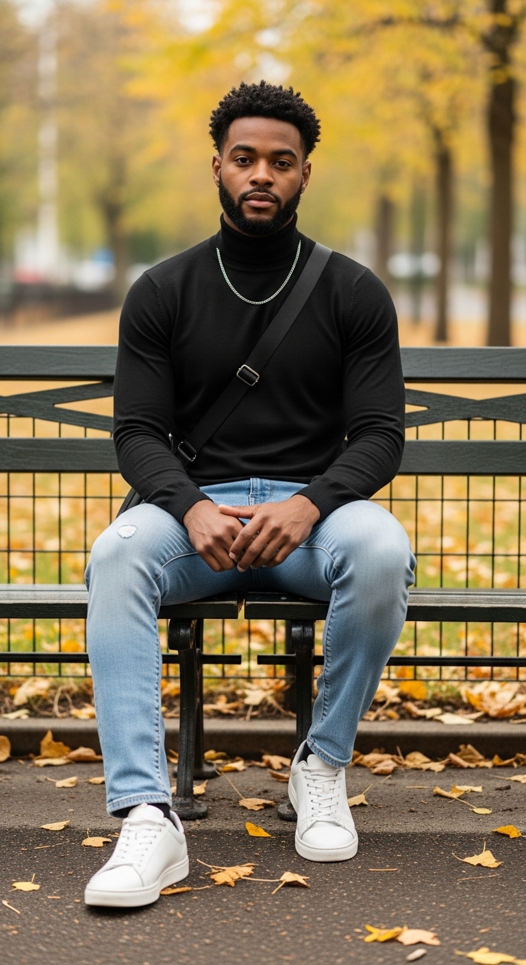 11 Turtle Neck Outfit For Men Only That Look Stunning Weekend Denim Casual