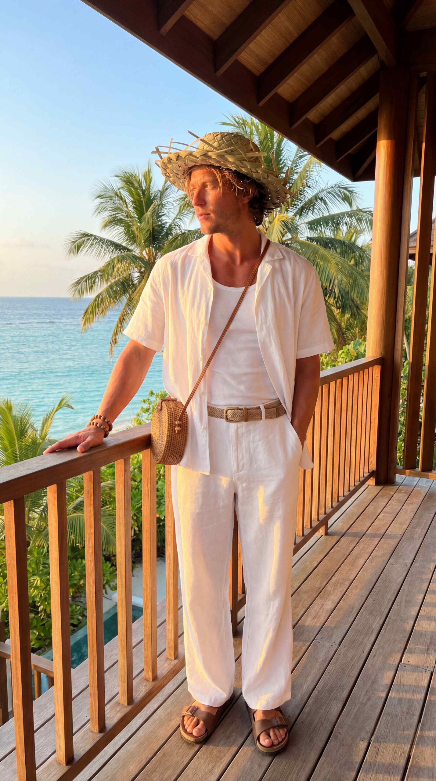 Tropical White Linen Set