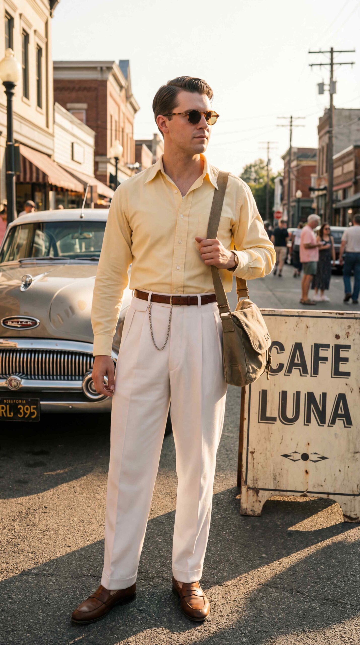 Vintage-Inspired White Slacks